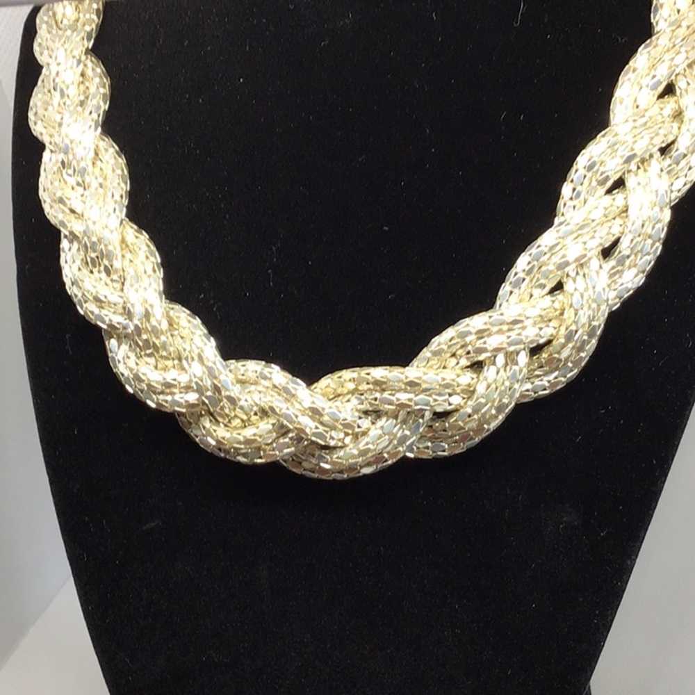 Fancy Silver Plate, Large Braided Necklace - Picture 4 of 7
